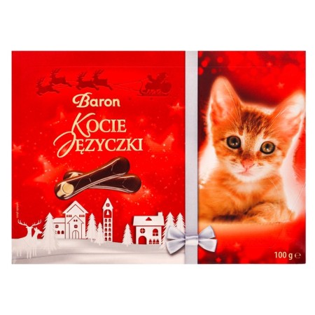 Milk chocolate "cat kiss" with white chocolate and pralina, 100 g-1