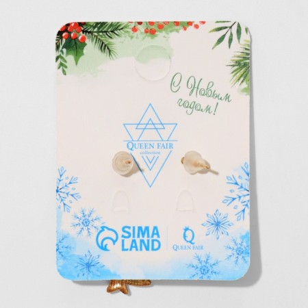 Earrings "New Year" Christmas tree and Santa, colored in gold-6
