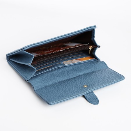 Women's wallet on the button, blue color-3