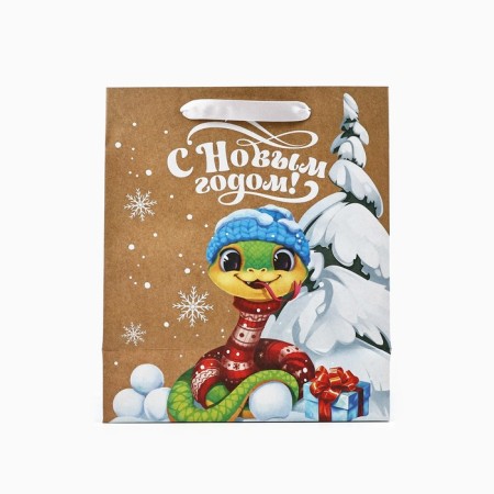 Craft vertical package “Happy New Year”, snake, ml 23 x 27 x 11.5 cm, new year-3