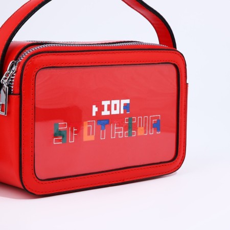Bag Cross-Bodi with a zipper, red color-3