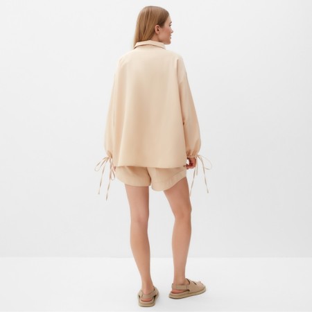Female set (blouse, shorts) minku: casual collection beige color, river 46-3