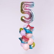 A bouquet of balls “Birthday is tenderness. 5 years ”, foil, latex, set of 15 pcs.