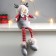 Interior doll "Boy in a hat with horns, gray-red" long legs 54x17x11.5 cm