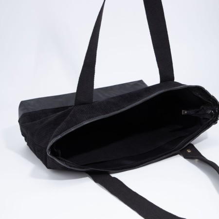 Zipper bag, external pocket, black color-6