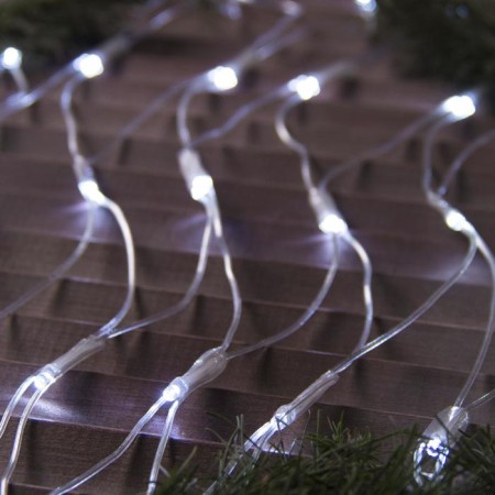 Garland "network" 2 × 1.5 m, IP44, UMS, transparent thread, 192 LED, white glow, 220 V