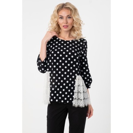 Female blouse, size 48, black color, white-4