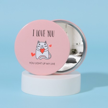 Pocket mirror "cats", d = 7 cm, color mix-1