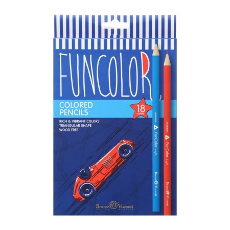 Pencils of 18 colors BrunovisConti. Funcolor, plastic, three -sided, mix-7