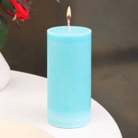 Candle-cylinder smooth, 5x10 cm, turquoise, 6 hours