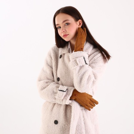 Gloves are female, dimensionless, without insulation, beige color-3