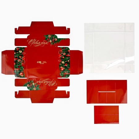 Box for 4 sweets with cells "New Year's Jewelry", 10 x 10 x 3 cm, New Year-5