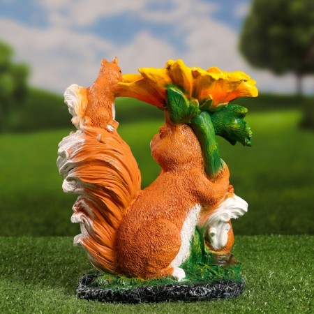 Garden figure "Squirrels with flower" 25cm-2