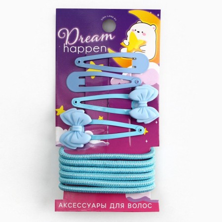 Заколки , резинки для волос Dream happen, голубые тона-1