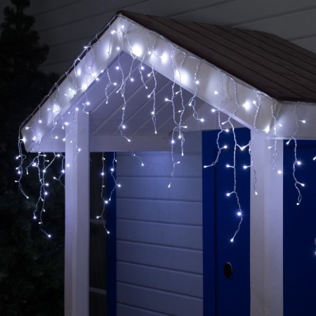 Garland "fringe" 3 × 0.6 m, IP44, UMS, transparent thread, 160 smd-led, white glow, 220 V