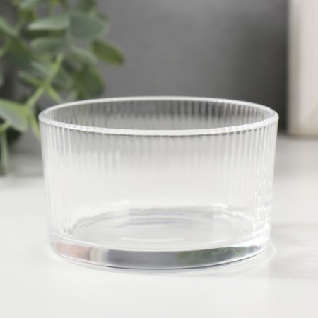 Glass of Glass for 1 candle "Round ribbed" transparent 8.8x8.8x5 cm-1