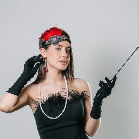 New Year's carnival set "Lady", (dressing+gloves+earrings+beads+mouthpiece), for the New Year-15