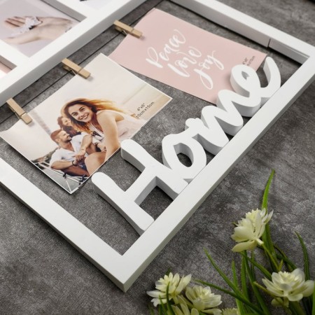 Photo frame plastic in 7 photos 10x15 cm "House" White 55.5x33 cm-2
