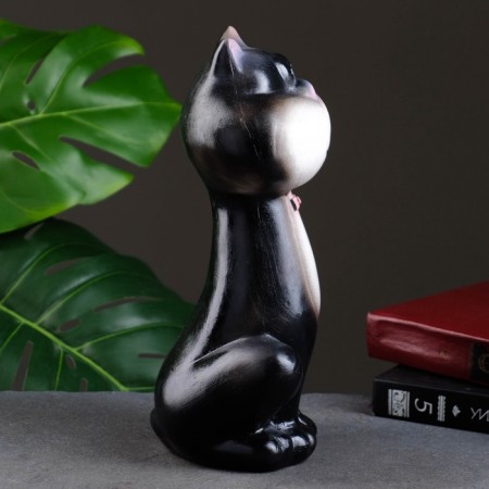 Piggy bank "Cat" Black with a bow 28x15x11cm-2