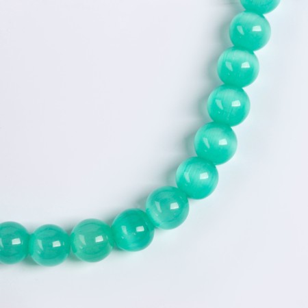 Beads made of natural stone "Cat Eye" set of 50 pcs., 1 pc. -8 mm, light green