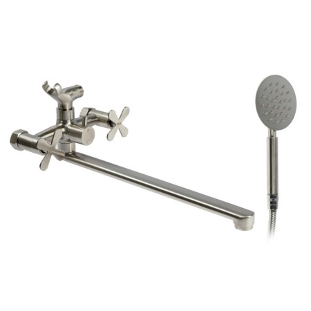 Bath mixer Zein Z3731, two -wound, pour 33 cm, watering can, hose, satin