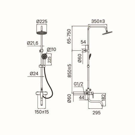 IDDIS 001SB3FI06 bath mixer, with the upper shower and surge, chrome-1