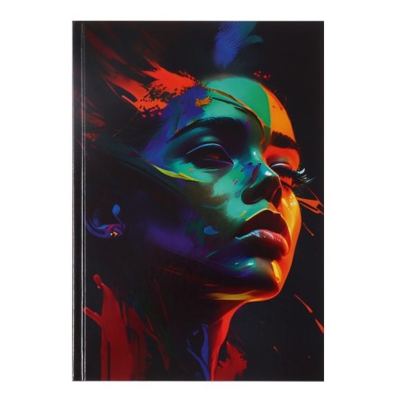 College-wiper in a solid cover 7BC, A5, 160 sheets, colorful girl, cage block, glossy lamination