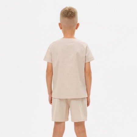 Set for a boy (shirt, shorts) minku: Cotton Collection Beige color, height 116-1