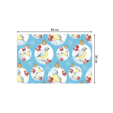 A set of napkins for setting the table “Tits on a branch”, rectangular, rounded edges, size 30x46 cm, 4 pcs-2