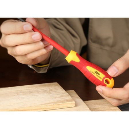 Dielectric screwdriver Deli, slotted, 4 x 100 mm, CRV, up to 1000 V-2