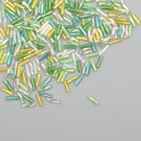 Glass glass 2x6 mm "spiral tubes. Yellow-green melange" 10 g ≈300 pcs-1