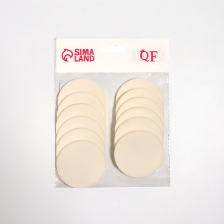 Makeup sponge, set - 12 pcs, d = 5.3 cm, white color-2