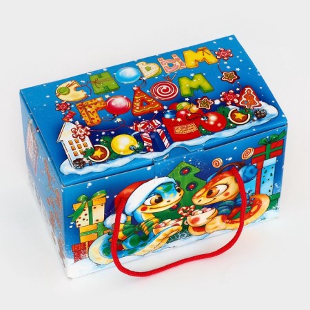 Parcel "Snake" with handles with a game and animation of 1000 grams New Year's gift set No. 352-1