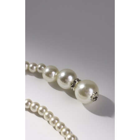 Beads "Pearls" Knot, ball No. 2,6,8,10, Milk color, l = 60 cm-3