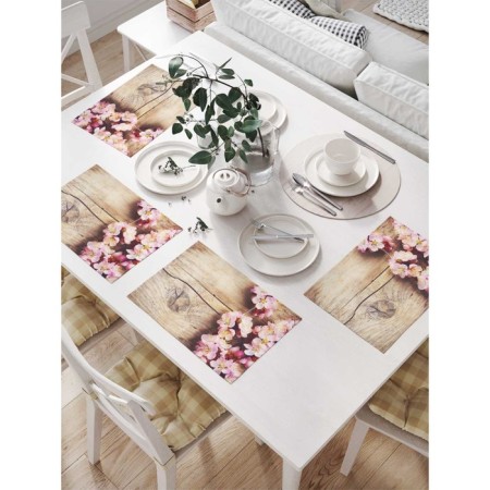 Set of napkins for setting the table "Cherry flowers", rectangular, size 32x46 cm, 4 pcs