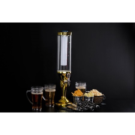 Pivnoy Tower "Petronas", 3 l, backlight flasks, 2 batteries, gold color-6