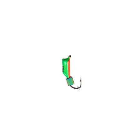 Mormyshka column green, orange abdomen, black strip + chameleon cube, weight 0.4 g-1