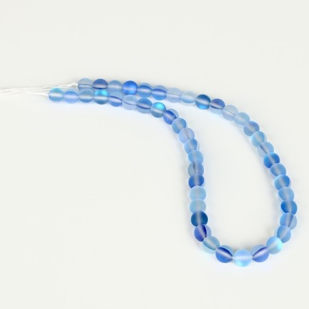 Busins ​​made of natural stone "Cat Eye", set 46 pcs., Size 1 pc. - 8 mm, matte blue-1