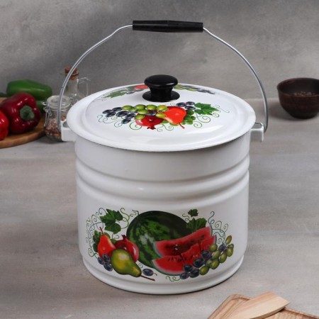 Bucket, 10 liters, with a lid, a mix neckline, white color-3