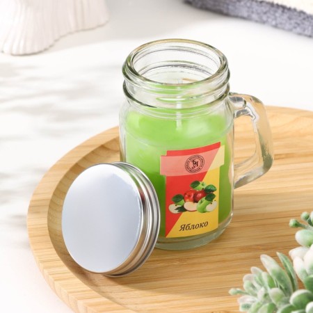 Aromatic candle in the Yabloko bank, 7.2 x 8.5 cm, 190 g