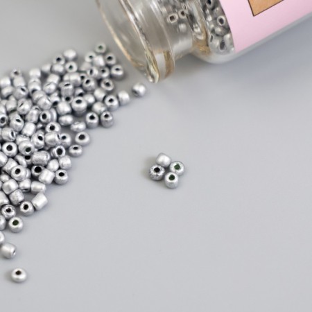 Beads 12/0 round in the bottle "Silver" 2x20 g set 2 pcs-2