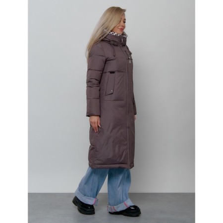 Coat insulated female, size 42, dark brown color-3