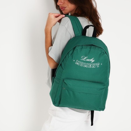 Backpack School Textile Lucky Moment, with pocket, 29x12x40, green color-12