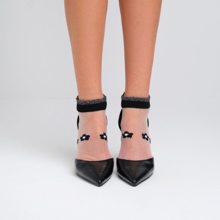 Women's socks glass minku "Flowers", black color, rr 36-37 (23 cm)-1