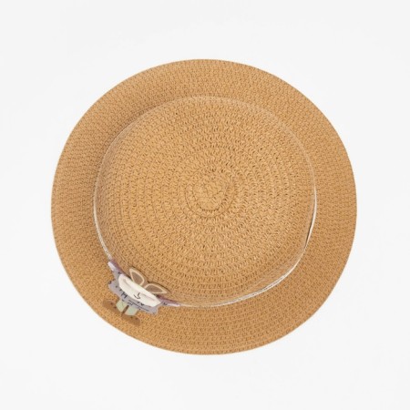 Hat for the girl Minaku "Bunny", brown color, river 52-5