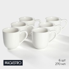 A set of porcelain mugs Magistro Mien, 6 items: 270 ml, white color