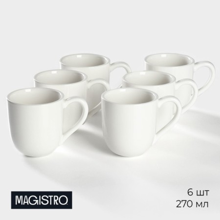 A set of porcelain mugs Magistro Mien, 6 items: 270 ml, white color