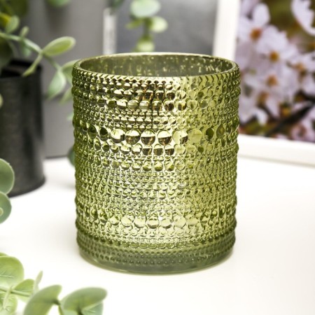 Glass of glass per 1 candle "Mirror bubbles" pistachi 12.5x10x10 cm-1