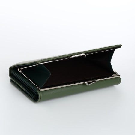 Women's wallet on magnets, green color-3