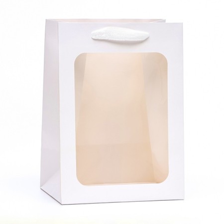 Gift package, with a window, 25 x 18 x 13 cm, white, 1pc.-1